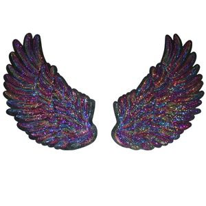 Rainbow Feather Wings Sequin Dreamy Sew On Embroidery Applique Patches